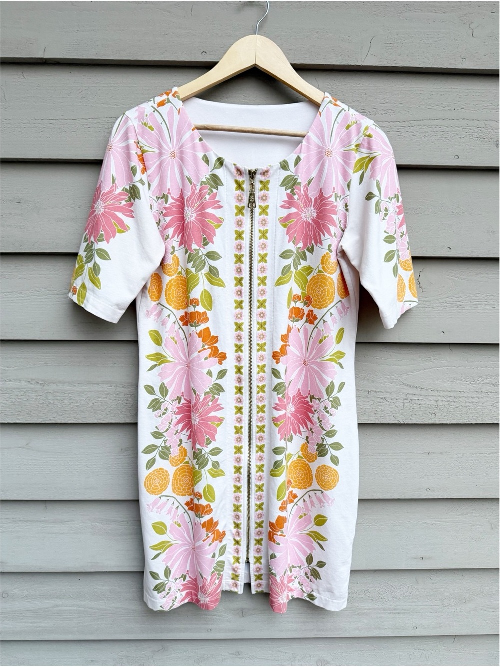 Spartina 449 Floral Zip-Front Shift Dress – Size Medium - Picture 2 of 8